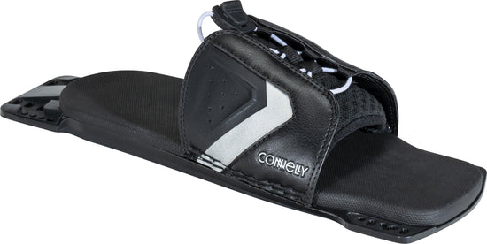 Connelly Lace Adjustable RTP in black with silver details, featuring an open-toe design and secure lace fastening.