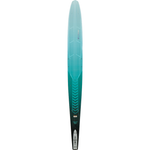 Top view of 2024 Women's Concept waterski featuring a teal gradient design with geometric accents and subtle branding.