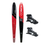 Connelly Aspect ski in red and black, paired with Shadow boots featuring a black and silver open-toe design.