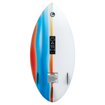 Bottom of the DASH Kid's Board with a smooth white finish, gradient accents, and twin fins for stability.