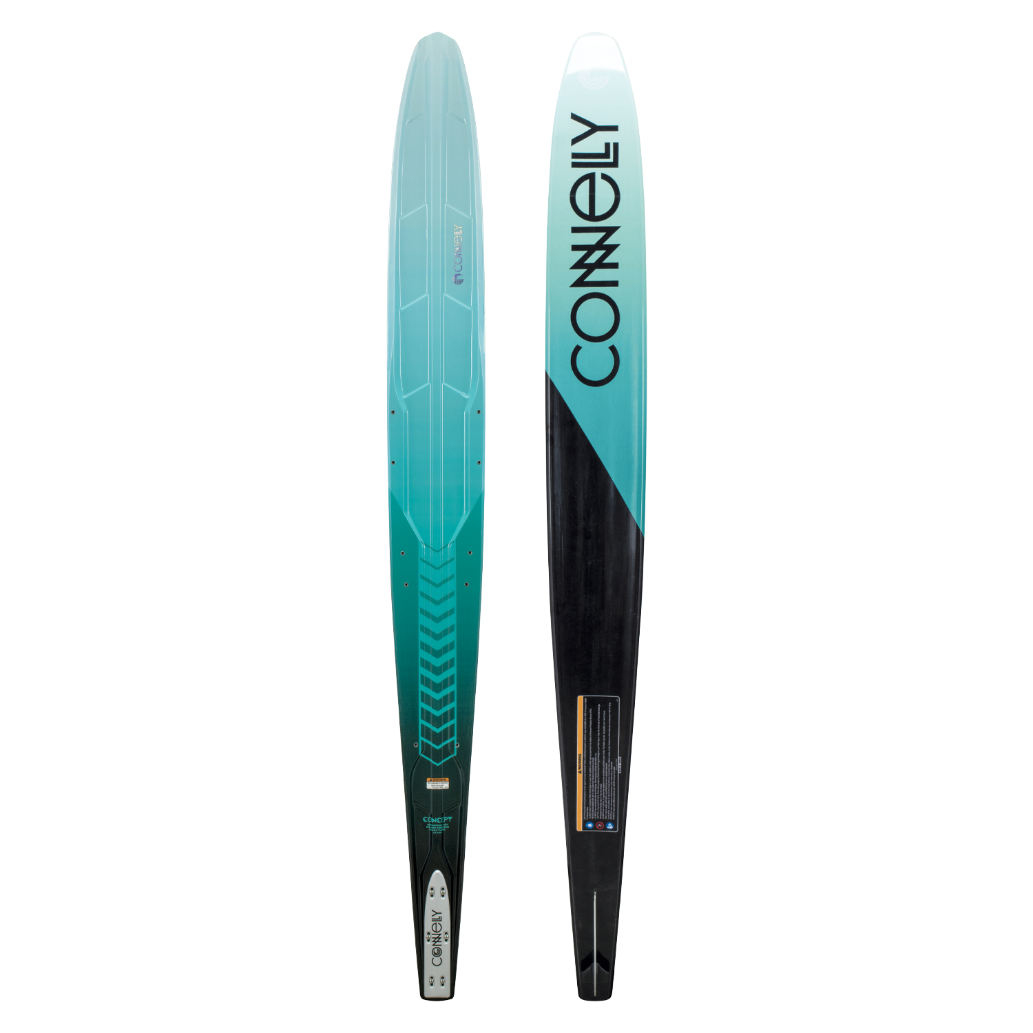 Side-by-side view of 2024 Women's Concept showing top’s teal gradient and base’s black and teal design with bold branding.