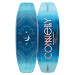 Front and back of the 2024 Connelly Lotus wakeboard featuring an ombre blue design and large Connelly logo.