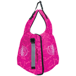 Front view of the Dog Neoprene Vest - Bella in pink camo with reflective trim, secure buckle, and a durable handle on top.