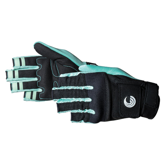 Pair of Women's Promo Glove displaying the half-finger cut and textured grip areas for enhanced performance.