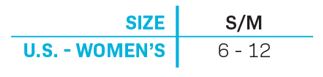 Size chart for 2024 Women's Shadow Rear binding showing U.S. women’s size range S/M from 6 to 12.