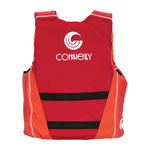 Back view of the Youth Fusion Nylon vest in red and orange with a white Connelly logo on the back.