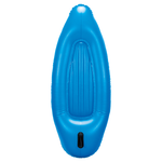 Bottom view of the Chilax Kayak, featuring a solid blue inflatable design with a streamlined shape for smooth water gliding.