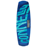 Top view of the 2024 Groove wakeboard, featuring a sleek marbled blue design with wavy teal accents.