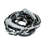 Coiled LG Suede rope in gray and black with a speckled gray handle and a soft black grip, designed for a secure hold.