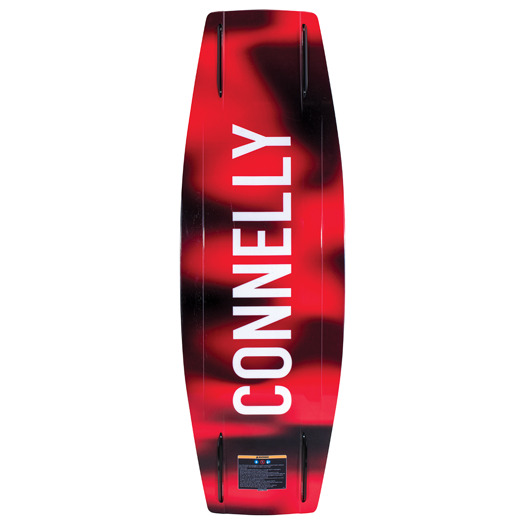 Connelly 2023 Standard wakeboard base view, showcasing a bold red and black graphic with large Connelly branding.