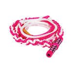 Coiled pink and white braided T-Bar Surf rope with a textured pink handle featuring black grip accents.