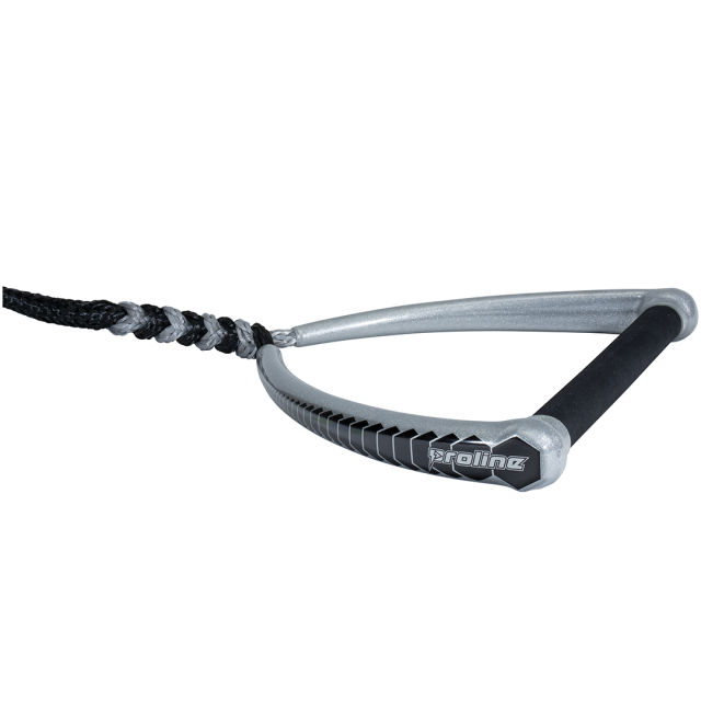 2022 Proline Course straight waterski handle in silver and black with a textured grip and durable ergonomic design.