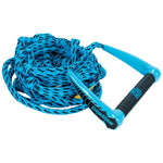 LGS Suede Surf Rope in cyan, with a 10-inch stitched AX Suede grip handle with molded EVA core and large spiral Poly-E braid.