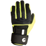 Front view of the Men's Claw 3.0 Glove in black and neon yellow, featuring a ribbed top, reinforced fingers, and wrist strap.