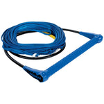 Solid blue tow rope with a textured blue handle, black grip section, and black-coated connecting line.