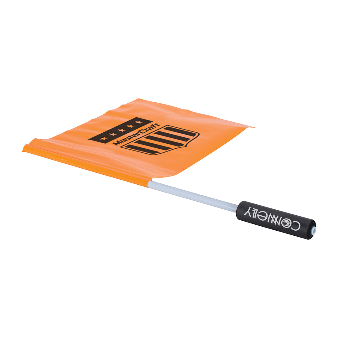 MC Safety Flag with an orange vinyl flag, black MasterCraft logo, and a foam-gripped handle with Connelly branding.